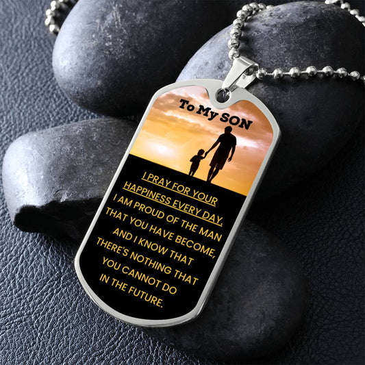 Personalized Dog Tag Necklace for Son from Dad