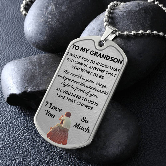 Dog Tag Necklace Gift for Grandson from Grandpa