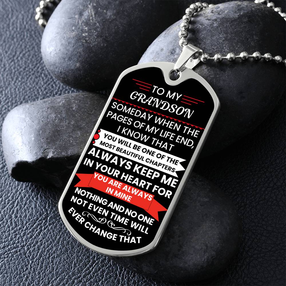 Personalized Dog Tag Necklace For Grandson