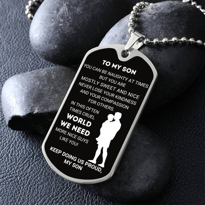 Personalized Dog Tag Necklace for Son from Father