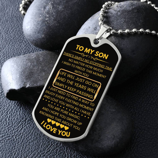 Son Dog Tag Necklace front view