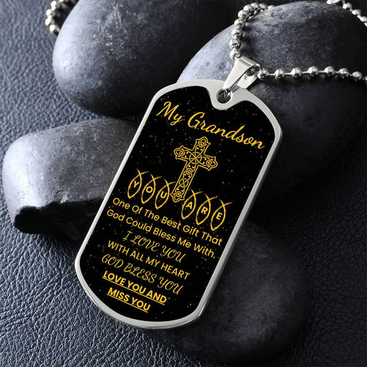 Grandson gift dog tag necklace