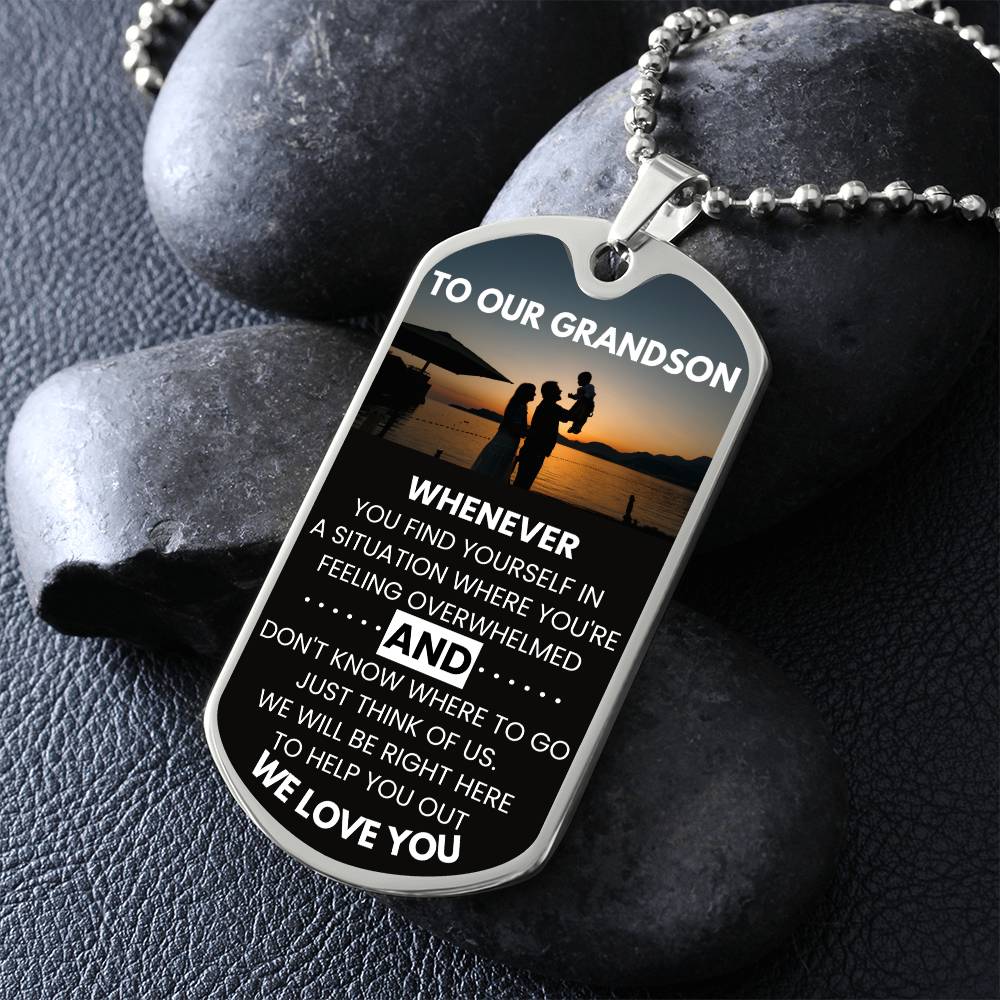 Grandson Dog Tag Necklace From Grandparents