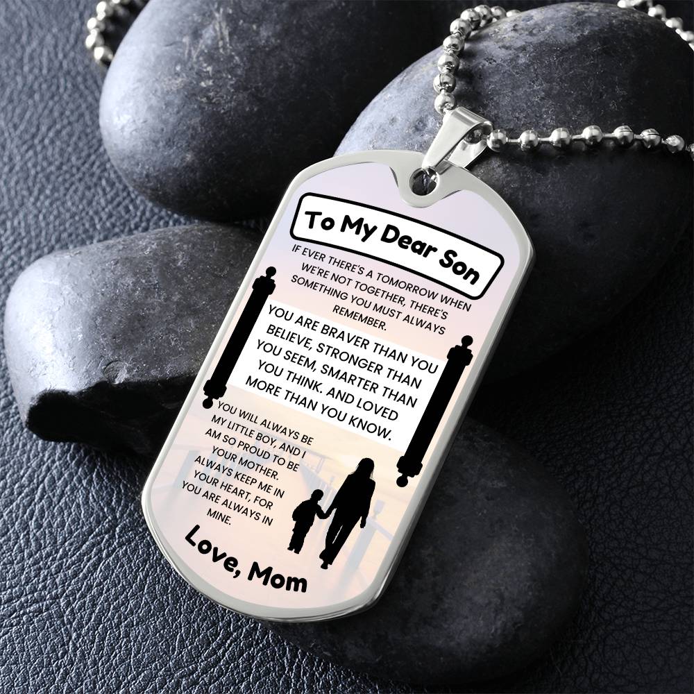 Gift for Son from Mom - Dog Tag Necklace