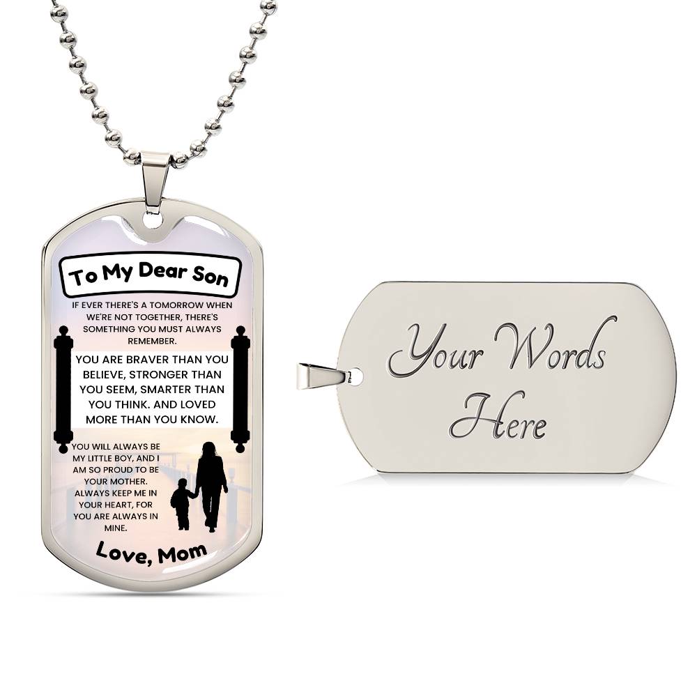 Engraved Dog Tag Necklace Birthday Gift for Son