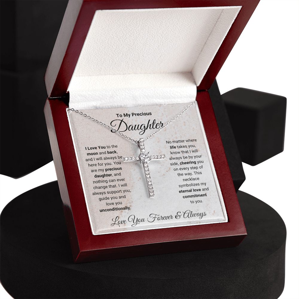 To My Precious Daughter - CZ Cross Necklace
