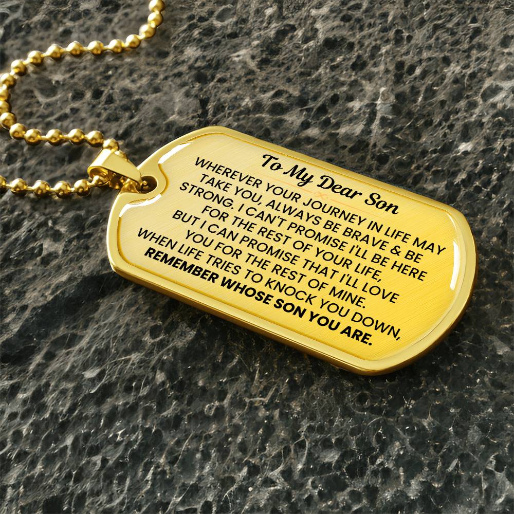 Luxurious dog tag necklace with 18k gold finish option