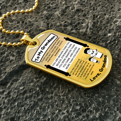 Personalized Dog Tag Necklace for Grandson – Birthday Gift, Engraved Jewelry, Trendy Teen & Young Men Accessory, To My Grandson