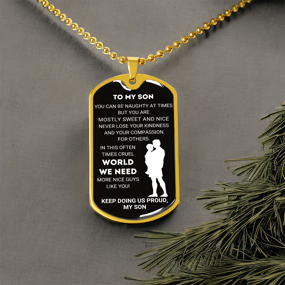 18k Gold Finish Dog Tag Necklace