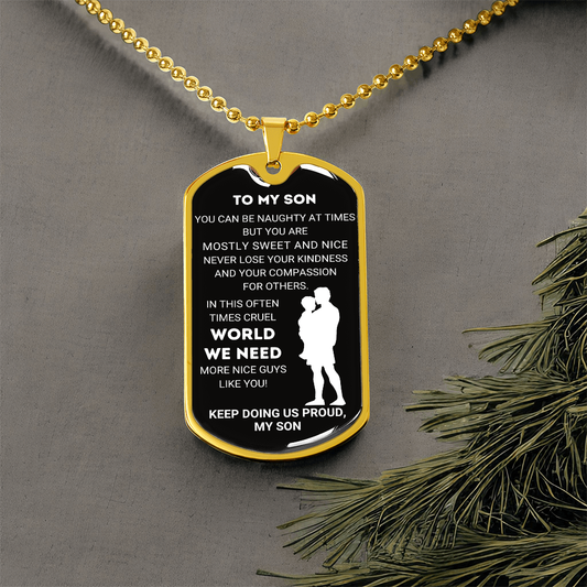 Personalized Dog Tag Necklace for Son from Father