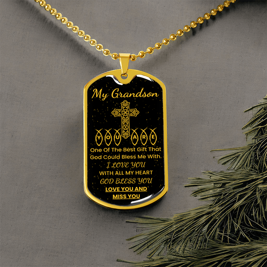 Grandson gift dog tag necklace