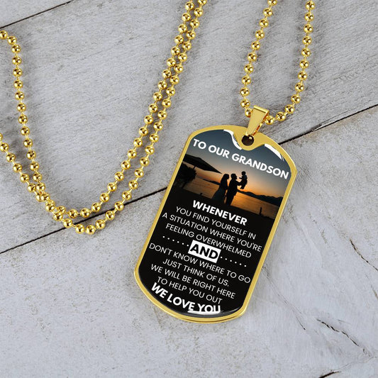 Grandson Dog Tag Necklace From Grandparents