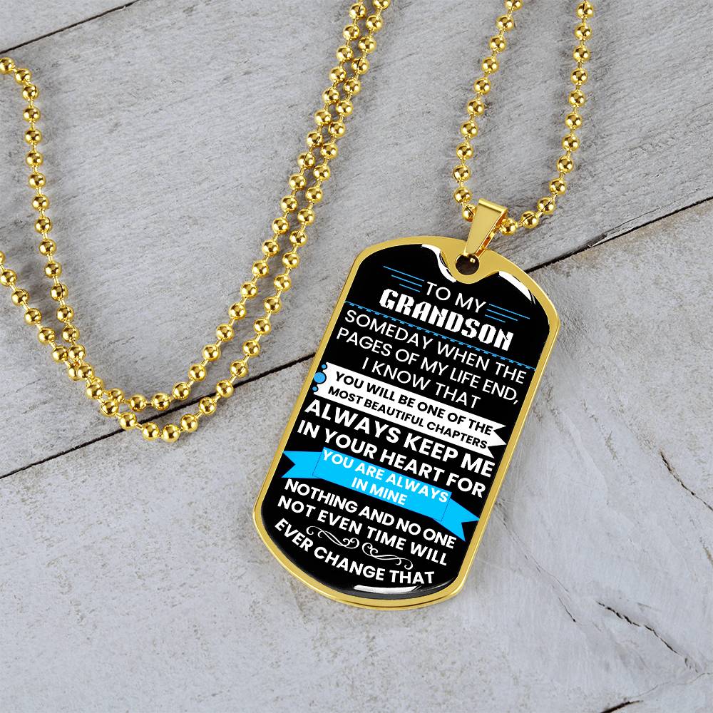 Gold Finish Dog Tag for Grandson