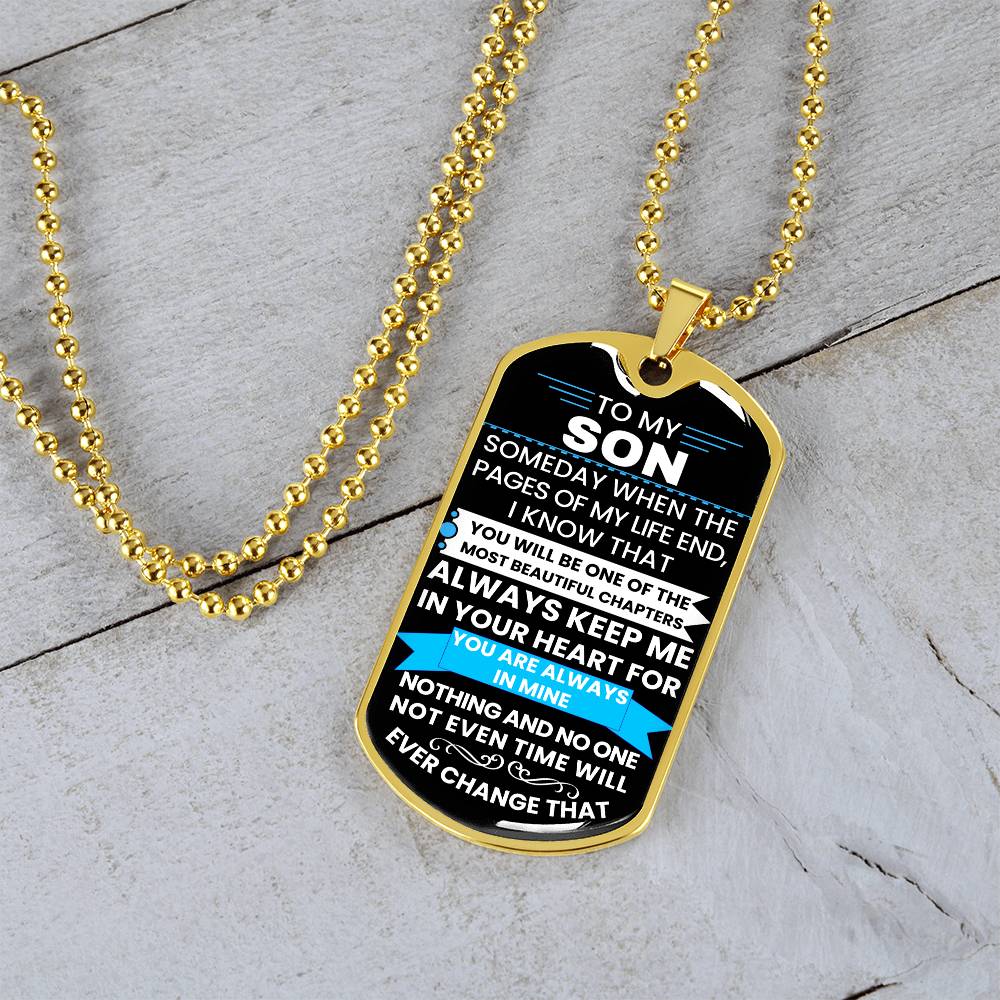 18k Gold Finish Dog Tag Necklace for Sons