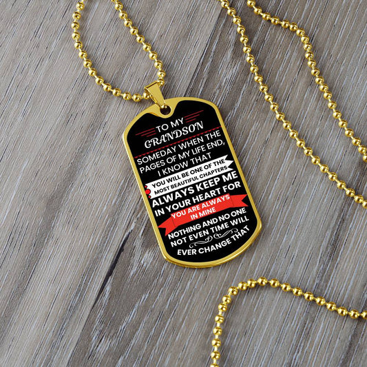 Personalized Dog Tag Necklace For Grandson