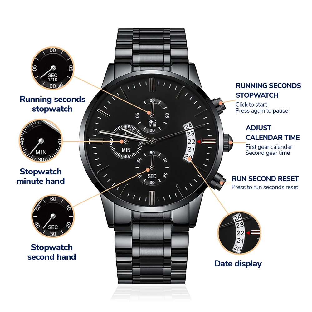 Black Chronograph Watch Specification