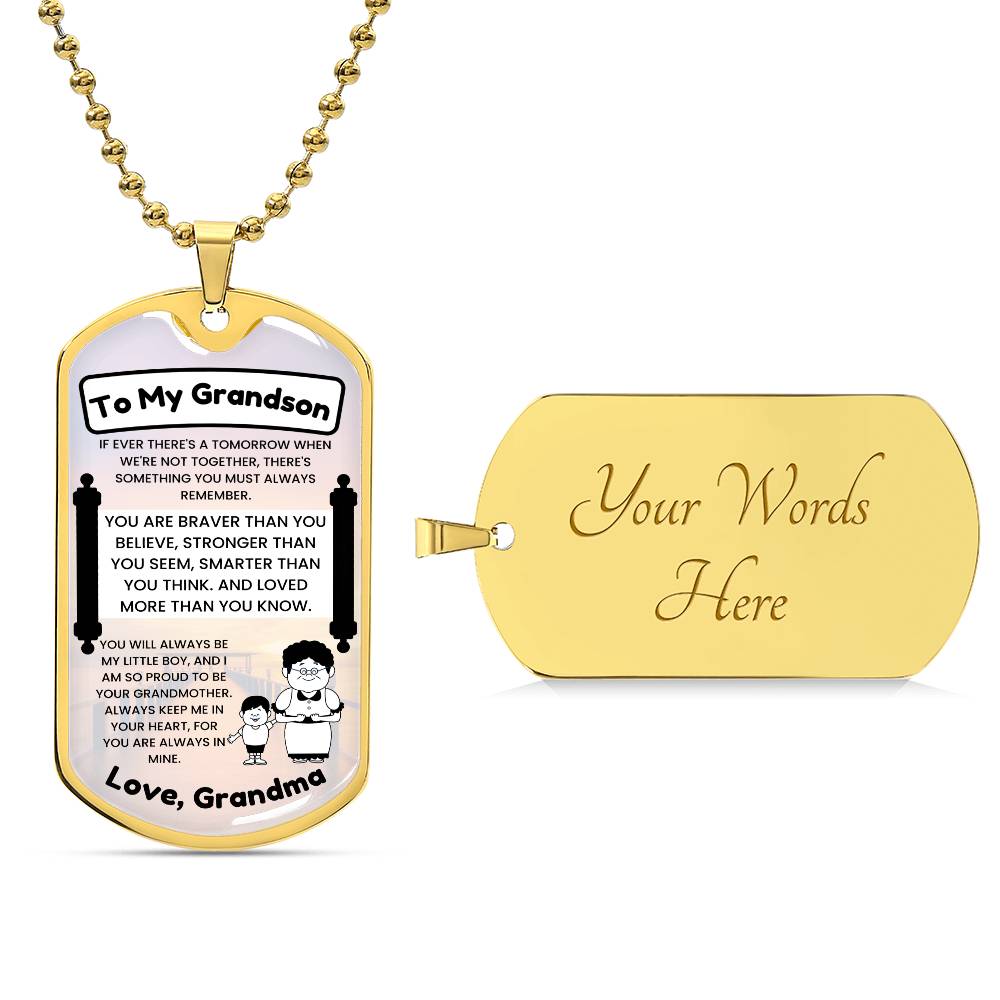 Grandma to Grandson Dog Tag Gift