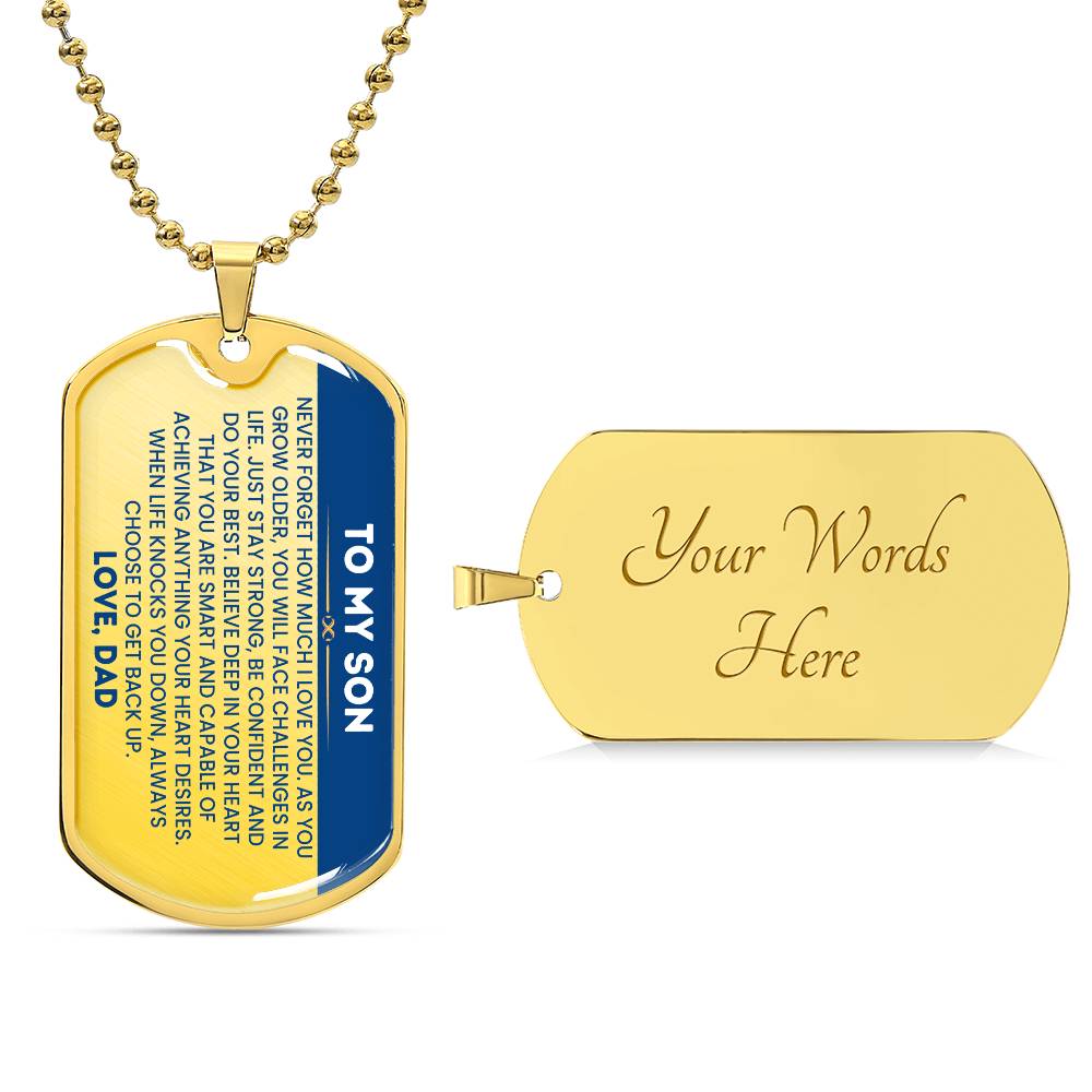 18k Gold Finish Dog Tag Necklace