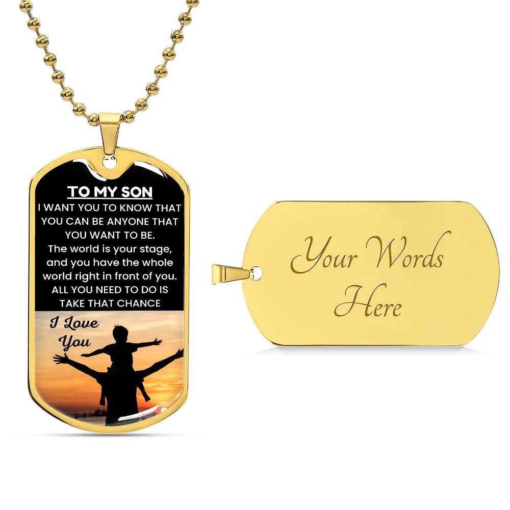 Customized dog tag necklace by working moms in the USA