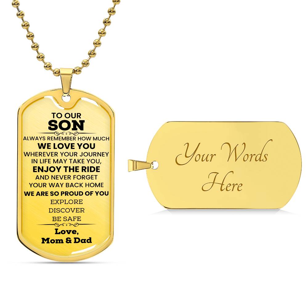 18k Gold Finish Dog Tag Necklace