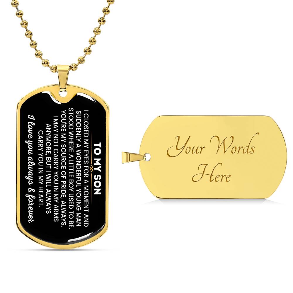 18k Gold Finish Dog Tag Necklace for son