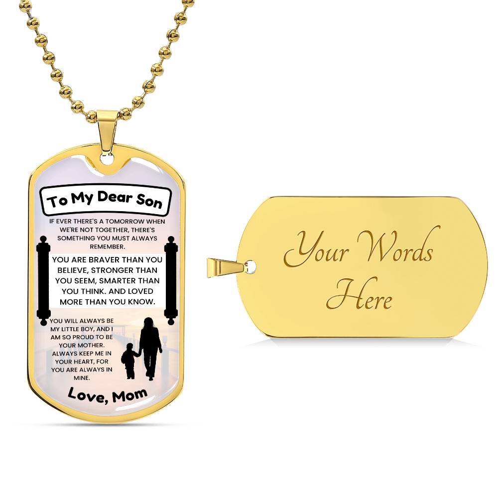 18k Gold Finish Dog Tag Necklace for Son