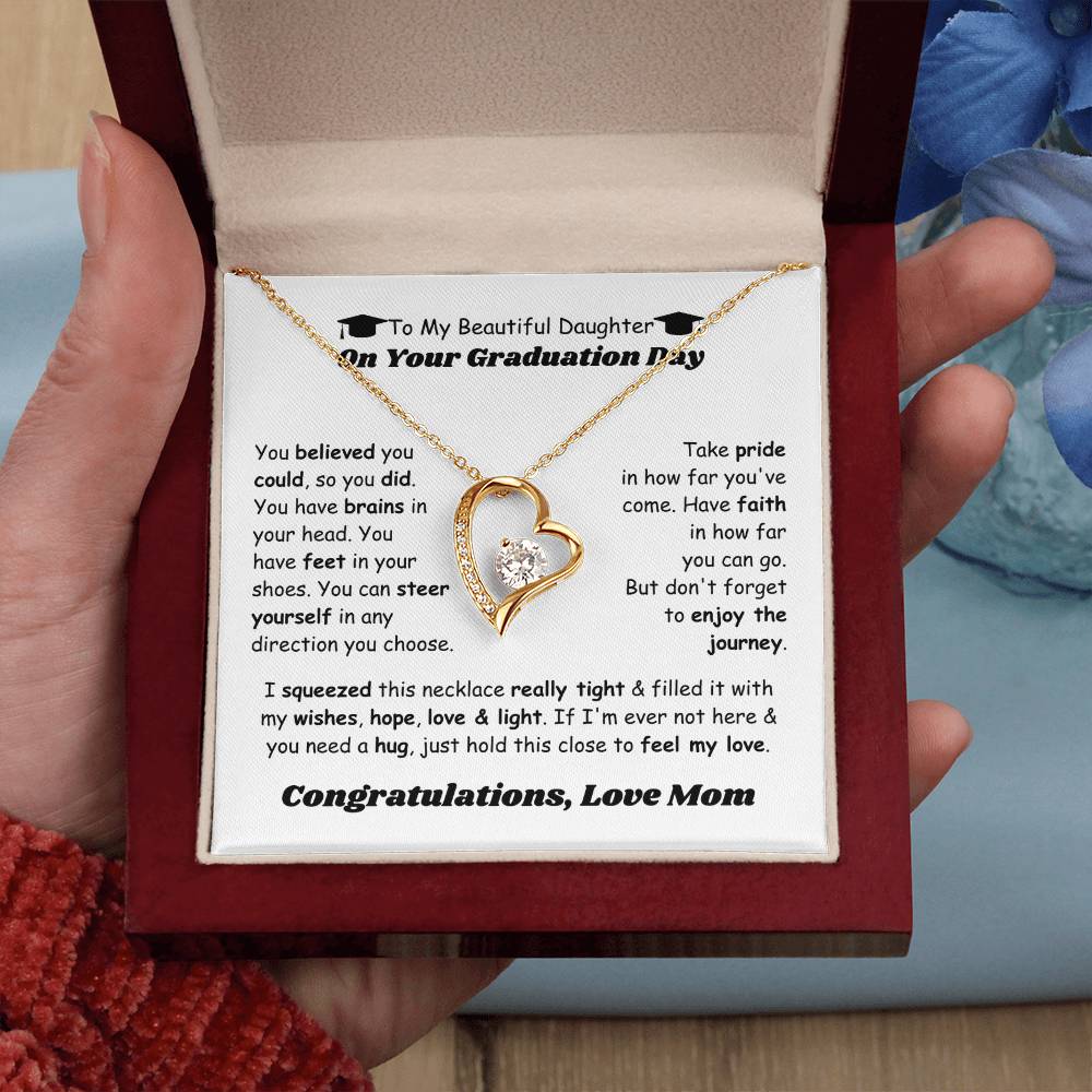 Best Graduation Gift for Daughter from Mom, Forever Love Necklace for College and School Graduation