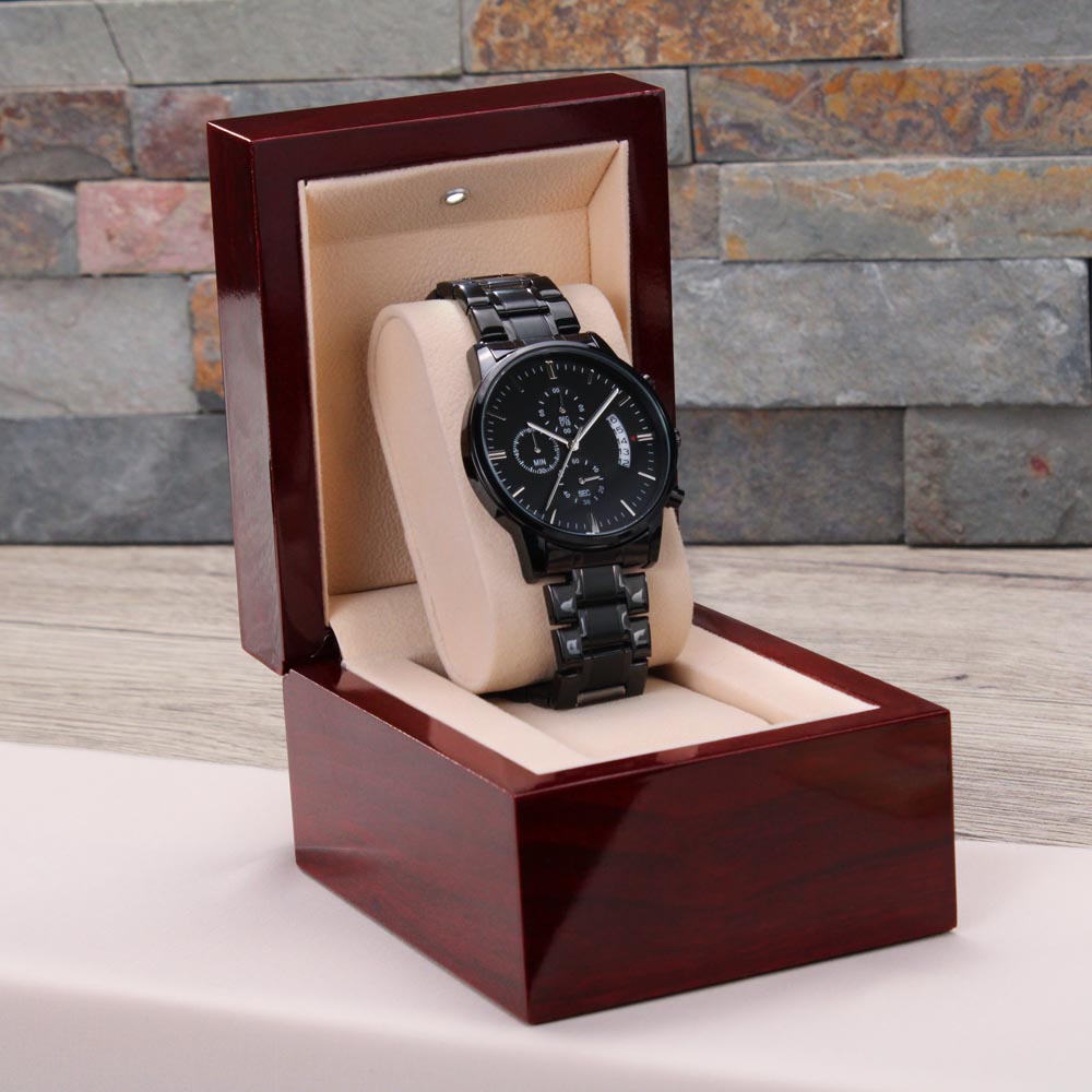 Black Chronograph Watch for Grandson, Keepsake Gift for Grandson from Grandpa