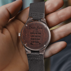 Black Chronograph Watch Gift, Engraved Design Timepiece for Him, Modern Jewelry, Anniversary Keepsake, Stylish Present, Dear Love