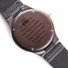 Custom Wooden Men's Watch, Engraved Timepiece, Special Gift For Him, To My King