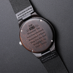 Custom Wooden Men's Watch, Engraved Timepiece, Special Gift For Him, To My King