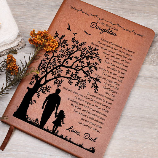 Father to daughter vegan leather journal cover