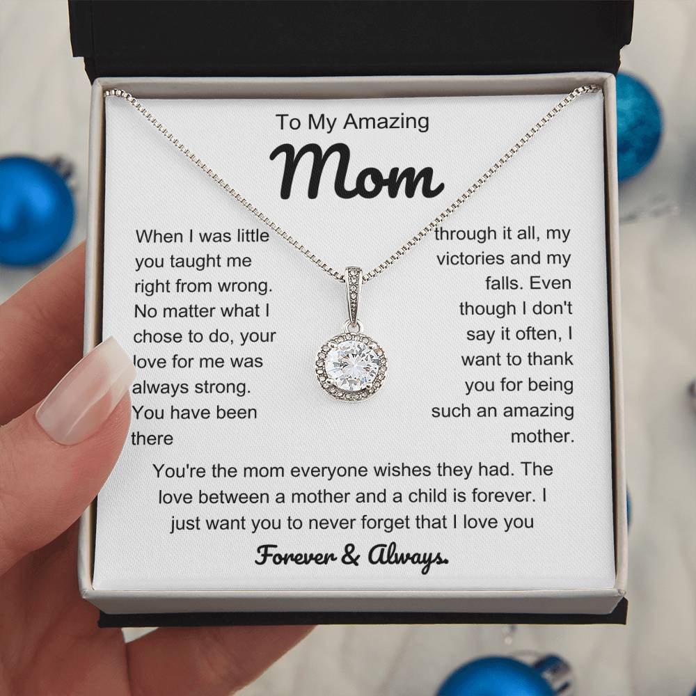 To My Amazing Mom Gift | Sparkling Necklace for Mother's Day, Birthday & Christmas