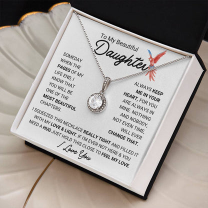 To My Daughter Necklace - White Gold Finish