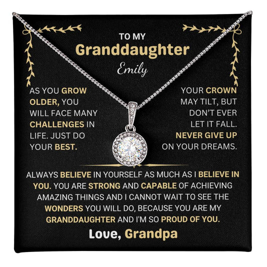 Custom Gift for Granddaughter from Grandpa, Proud of You - Sparkling Necklace