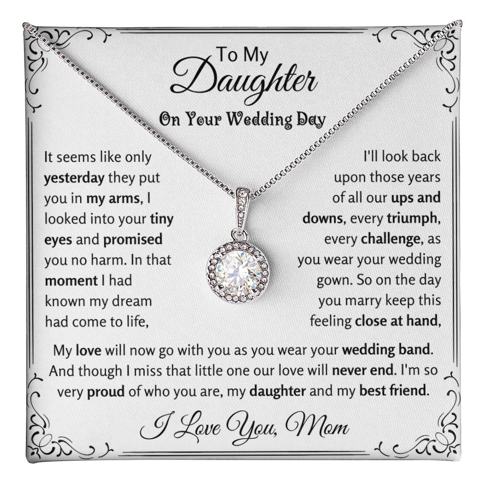 Gift for Bride from Mom necklace in white gold finish