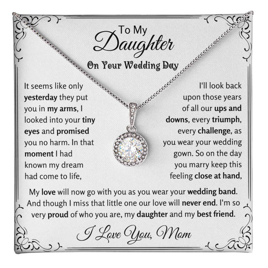 Gift for Bride from Mom necklace in white gold finish