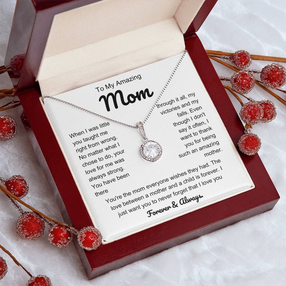 To My Amazing Mom Gift | Sparkling Necklace for Mother's Day, Birthday & Christmas