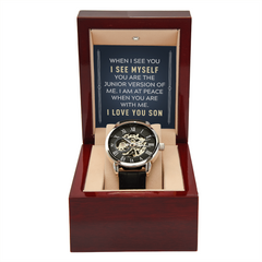 Men’s Openwork Watch for Son, Luxury Timepiece Gift for Birthday, Graduation, or Christmas, I Love You Son