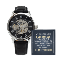 Men’s Openwork Watch for Son, Luxury Timepiece Gift for Birthday, Graduation, or Christmas, I Love You Son