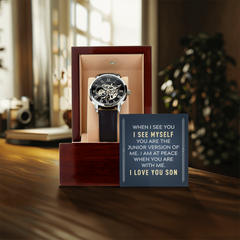 Men’s Openwork Watch for Son, Luxury Timepiece Gift for Birthday, Graduation, or Christmas, I Love You Son