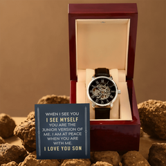 Men’s Openwork Watch for Son, Luxury Timepiece Gift for Birthday, Graduation, or Christmas, I Love You Son