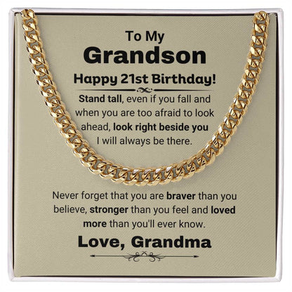 Grandson 21st Birthday Gift from Grandma - Gold Chain