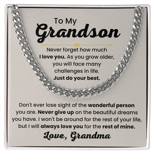 Eternal Love Grandson Gift from Grandma - Cuban Link Chain