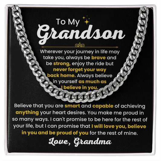 Grandson Necklace Believe In Yourself Gift