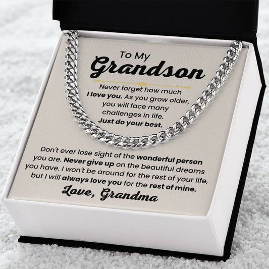 Eternal Love Grandson Gift from Grandma - Cuban Link Chain