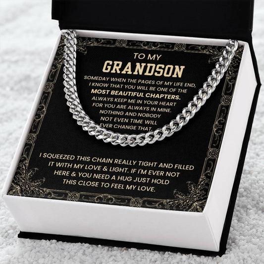 Impressive Gift For Grandson with Polished Stainless Steel Cuban Link Chain