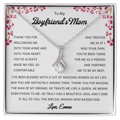 Boyfriend's Mom Necklace in 14k White Gold Finish