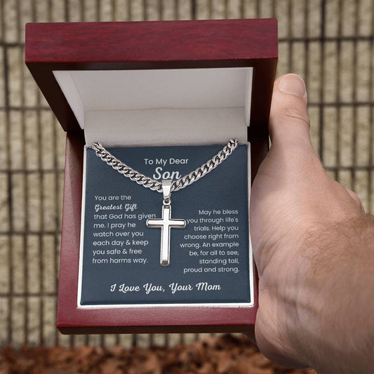 Son Gift from Mother Cross Necklace