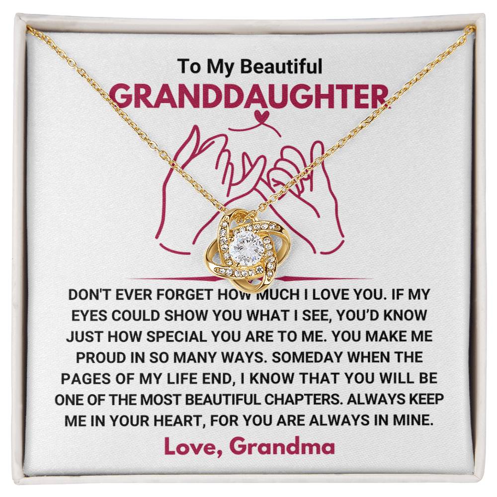 18K Gold Love Knot Necklace for Granddaughter